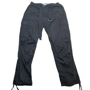 Regal Wear Mens Black Cargo Pants W36 Cotton Belted Workwear Streetwear Utility